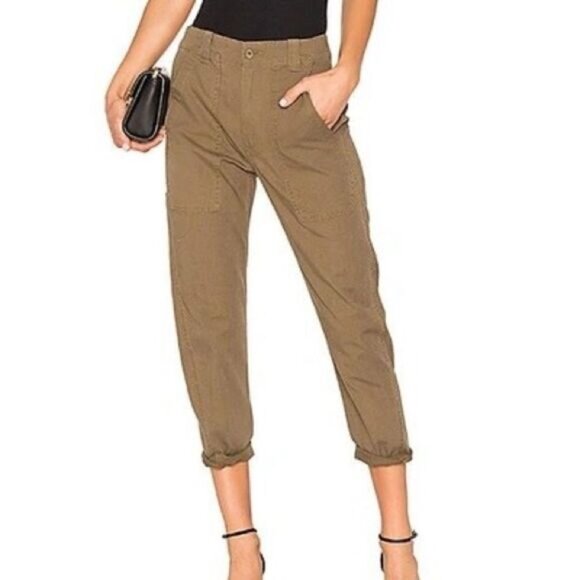 Revolve Vince Military Cotton Ankle Pants Olive Sz 2 30 W - Picture 1 of 9